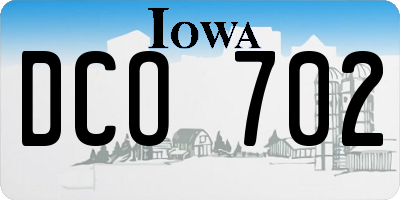 IA license plate DCO702