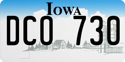 IA license plate DCO730