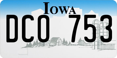 IA license plate DCO753