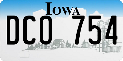 IA license plate DCO754