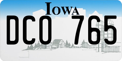 IA license plate DCO765