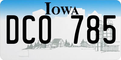 IA license plate DCO785