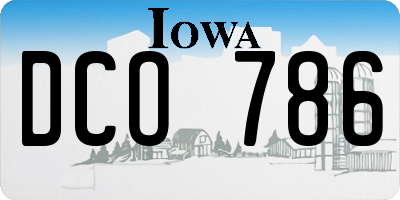 IA license plate DCO786