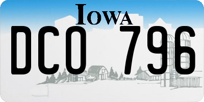 IA license plate DCO796