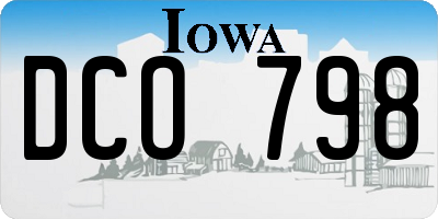 IA license plate DCO798