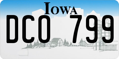 IA license plate DCO799