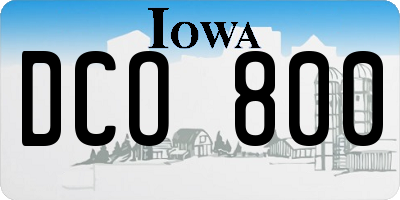 IA license plate DCO800