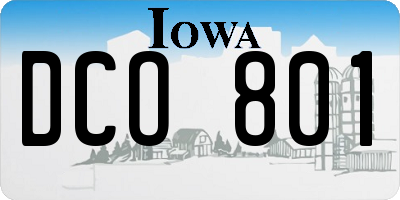 IA license plate DCO801
