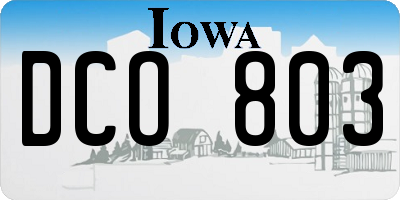 IA license plate DCO803