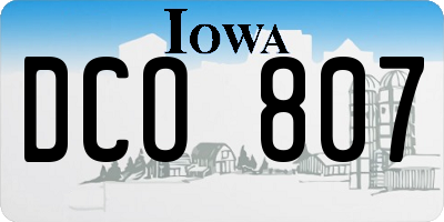 IA license plate DCO807