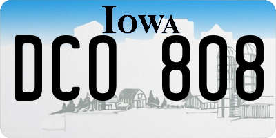 IA license plate DCO808