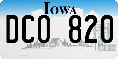 IA license plate DCO820