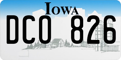 IA license plate DCO826