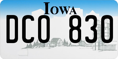 IA license plate DCO830