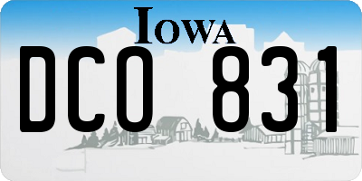 IA license plate DCO831