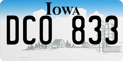IA license plate DCO833