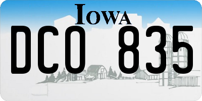IA license plate DCO835