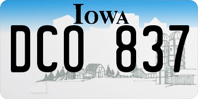 IA license plate DCO837