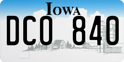 IA license plate DCO840