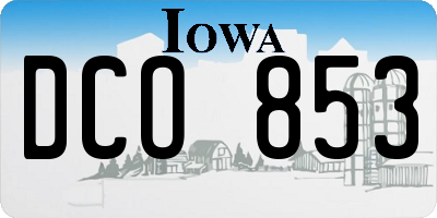 IA license plate DCO853