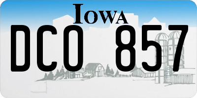 IA license plate DCO857