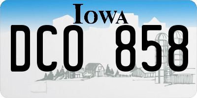 IA license plate DCO858