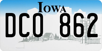 IA license plate DCO862