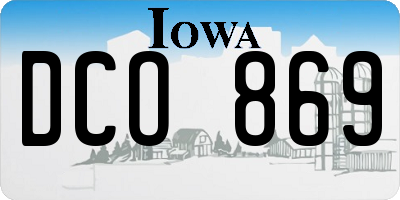 IA license plate DCO869