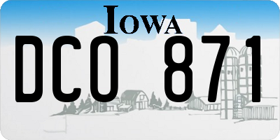 IA license plate DCO871