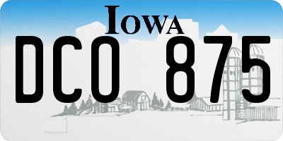 IA license plate DCO875