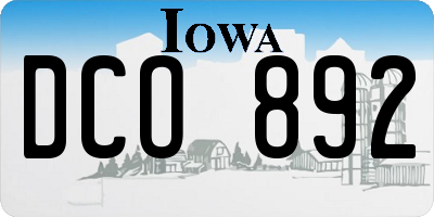 IA license plate DCO892