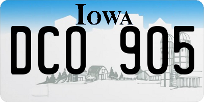 IA license plate DCO905