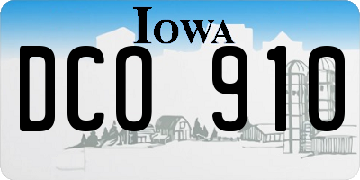 IA license plate DCO910