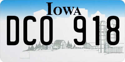 IA license plate DCO918