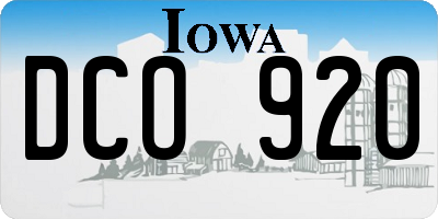 IA license plate DCO920