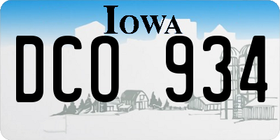 IA license plate DCO934