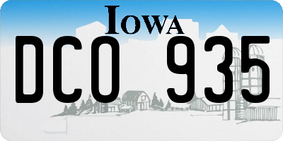 IA license plate DCO935