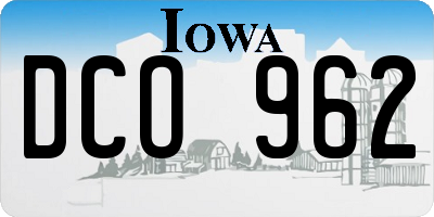 IA license plate DCO962