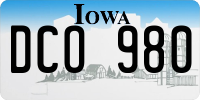 IA license plate DCO980