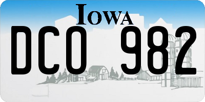 IA license plate DCO982