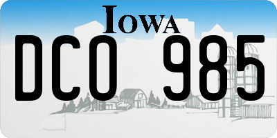 IA license plate DCO985