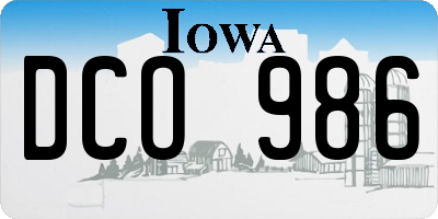 IA license plate DCO986