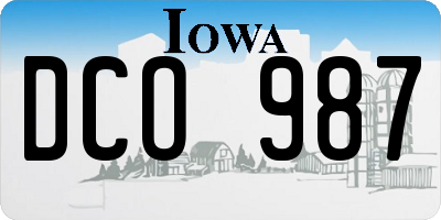 IA license plate DCO987