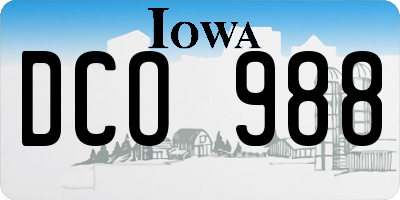 IA license plate DCO988