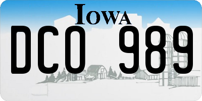 IA license plate DCO989
