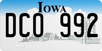 IA license plate DCO992
