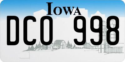 IA license plate DCO998