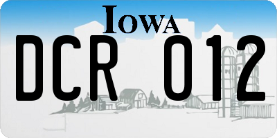 IA license plate DCR012