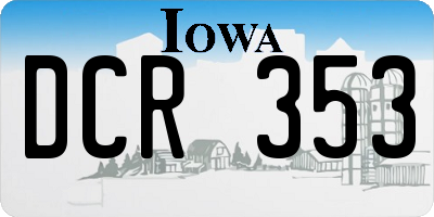IA license plate DCR353