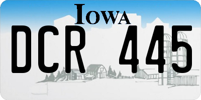 IA license plate DCR445